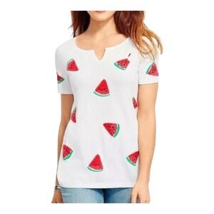 Talbots Watermelon Print Short Sleeve Sweater Top Knit‎ Tee Women Size XS